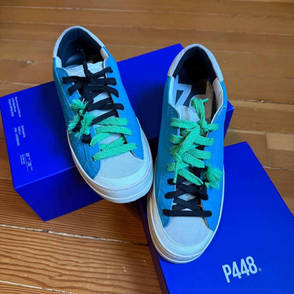 P448 Jane Blue Suede Low Top Sneakers EU 40 US 9-9.5 - Picture 8 of 12